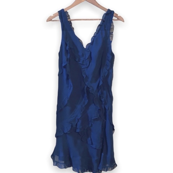 BCBG Silk ruffled dress. Royal blue - Picture 2 of 8